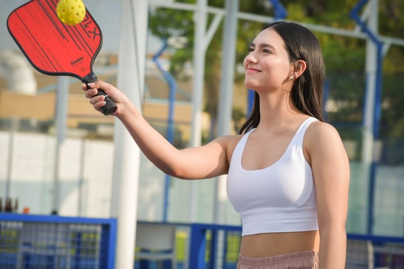 Close up of a pickleball paddle face